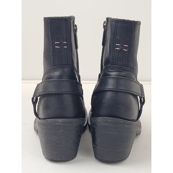 Harley-Davidson Black Leather Heeled Boots Women's Sz 7.5 - Picture 5 of 10